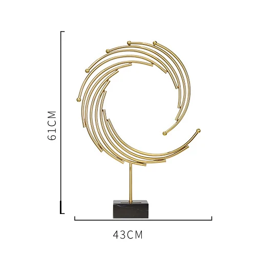 Современная креативная абстрактная статуя Annulus из золотого металла для дома, отеля, Ремесла, Декор для комнаты, предметы, оффическая черная мраморная скульптура, подарок - Цвет: 61 cm