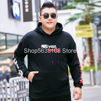 

Autumn Plus Fat Plus Men's Sweater With Cap Pullover Letter Printing Trend Leisure Inside Outside Wear Top
