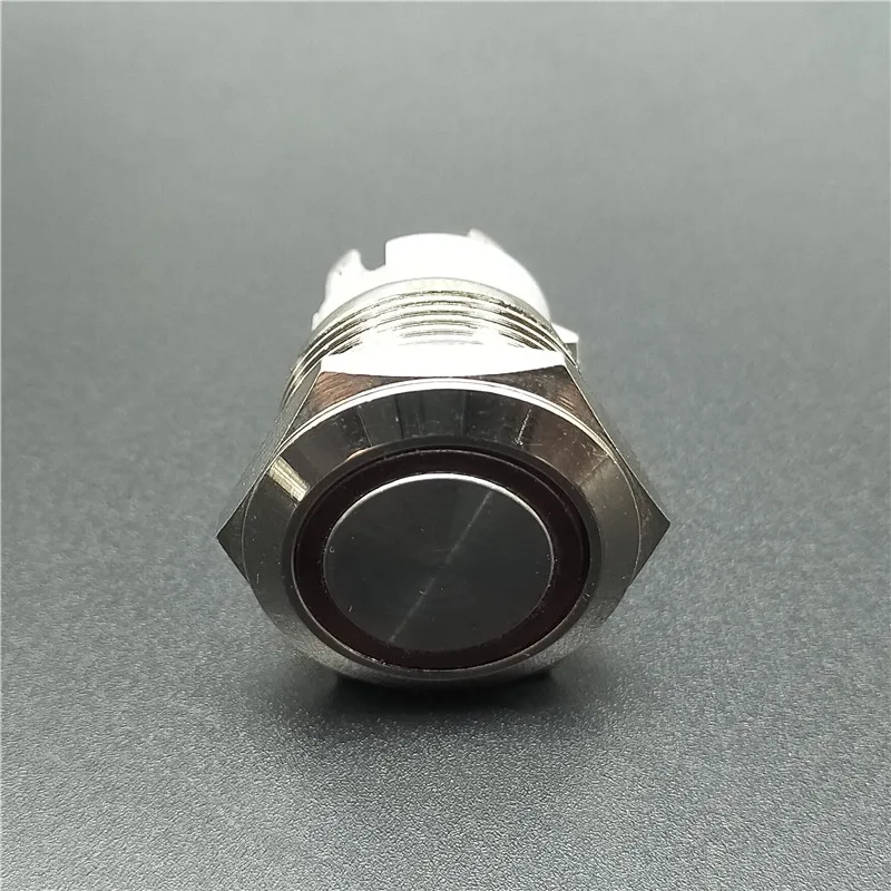 19mm Metal brass Push Button Switch flat round illumination ring Momentary self reset 1NO Car press button