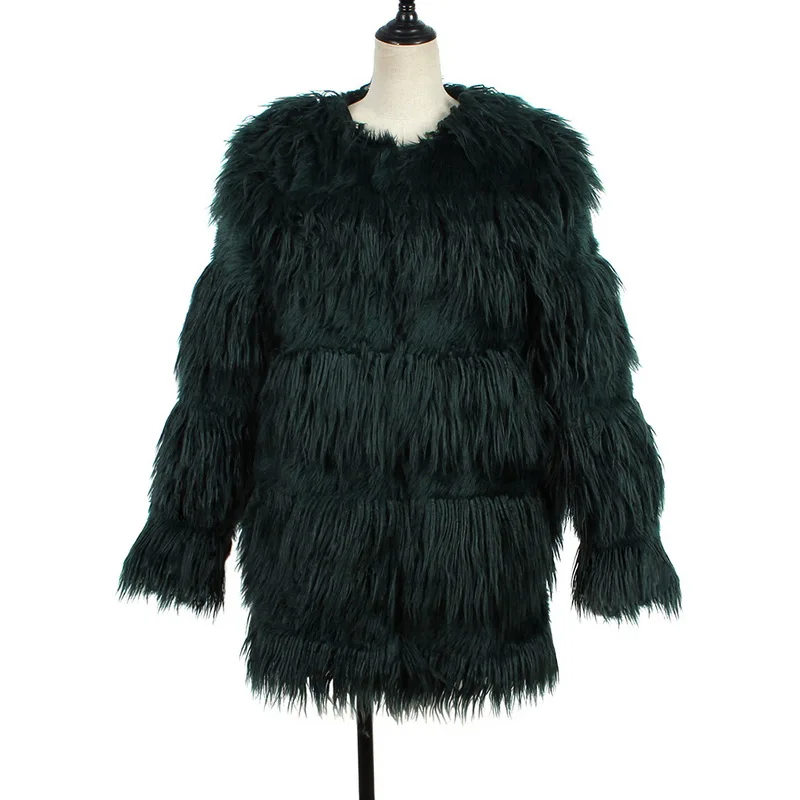 NIBESSER Women's Shaggy Faux Fur Coats Autumn Winter Warm Solid Color Coats Casual Long Sleeve Short Jacket Pockets Fashion