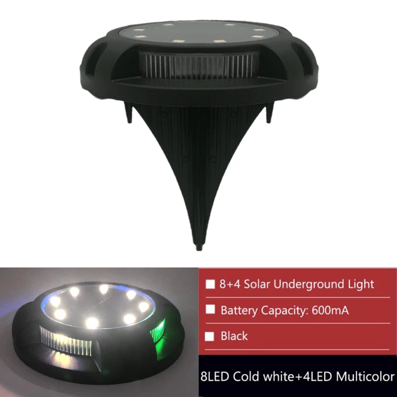 Lámpara de suelo con energía solar, impermeable, para jardín, camino, terraza, luces con 8 LED, lámpara solar para el patio de la casa, camino de acceso, césped