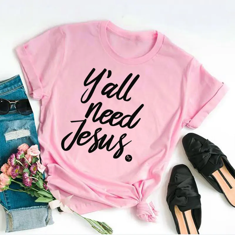 Y'all Need Jesus Tumblr хипстер женские топы черная хлопковая Футболка короткий рукав хлопок с принтом Лето Harajuku стиль Прямая