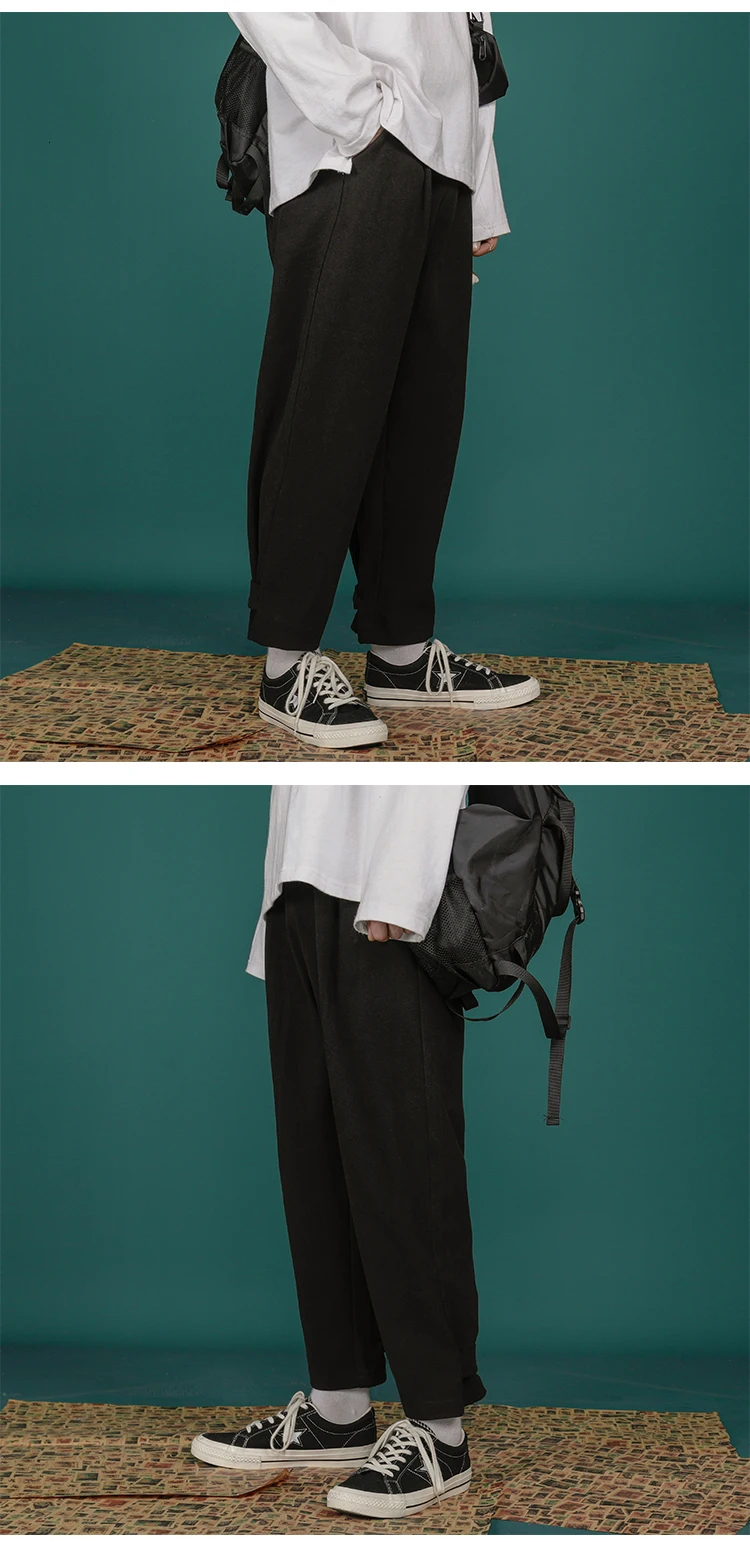 Winter Woolen Pants Men's Fashion Solid Color Business Casual Dress Pants Man Wild Loose Straight Trousers Male S-3XL