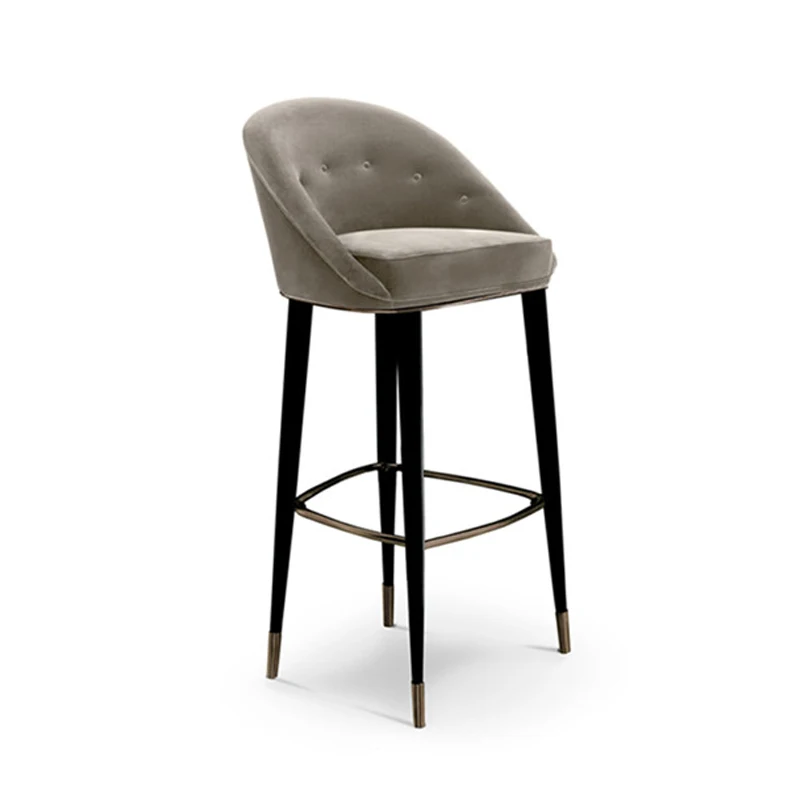 

Northern Europe Light Luxury Solid Wood Fabric Bar Chair American Moder