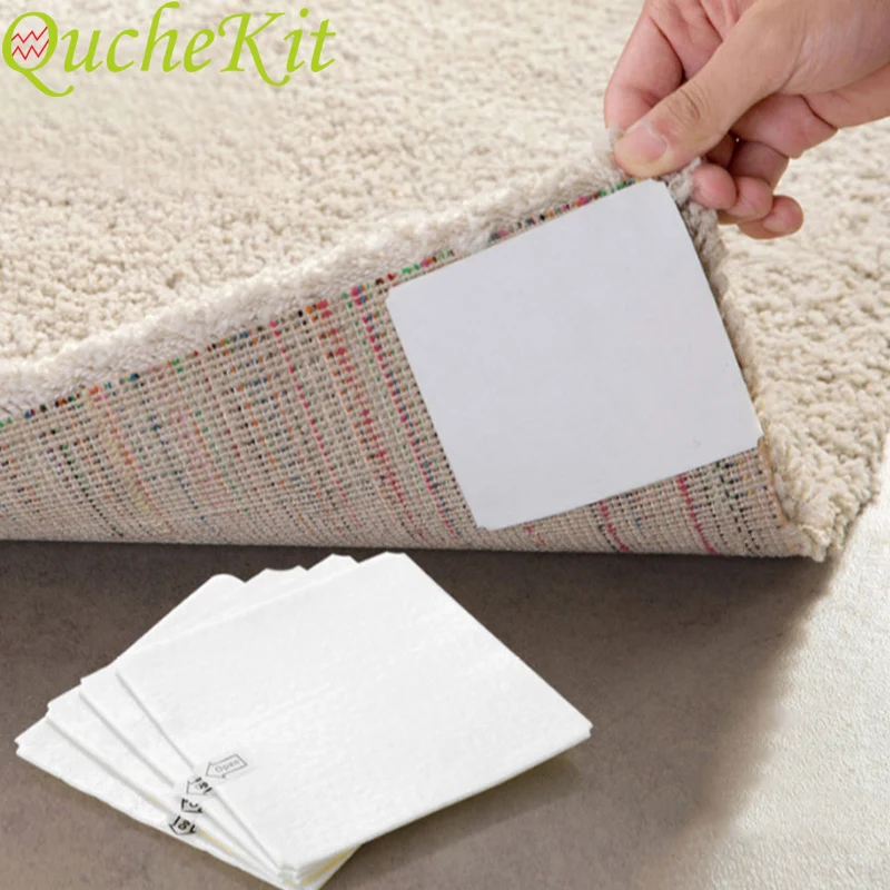 

4Pcs Adhesive Anti-slip Non-woven Carpet Mat Tape Sticker Gripper Paste Home Accessories For Kitchen Bathroom Toilet Floor