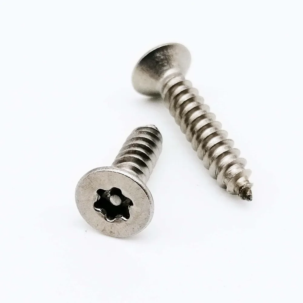 10X M2.9 M3.5 M4 M5 304 A2 штырь из нержавеющей стали шесть лепестков Torx плоская потайная головка защита от вскрытия безопасности саморезы деревянный винт