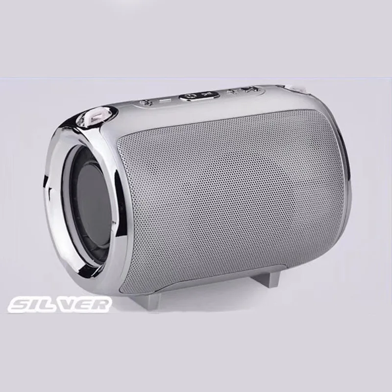 Silver S518 Bluetooth динамик портативный плечевой ремешок с диагональным переплетением беспроводной tf карты портативный мини цилиндрический цилиндр звук динамик - Цвет: Silver