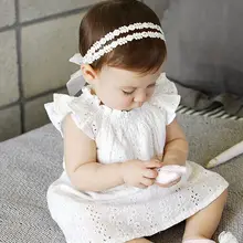 Южная Корея, Лидер продаж, детская белая хлопковая кружевная лента для волос с бантом для маленьких девочек, детский головной убор для фотосессии