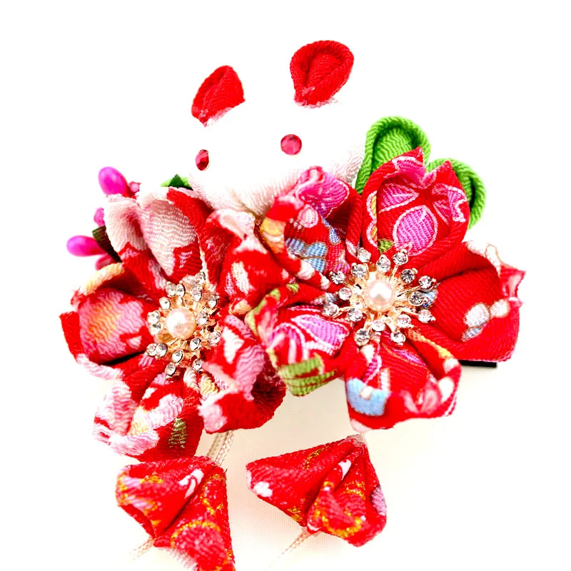 Sakura Kanzashi заколки-крабы для волос орнамент кристалл жемчуг японский стиль аксессуары для кимоно Выпускной Свадебная церемония HW040