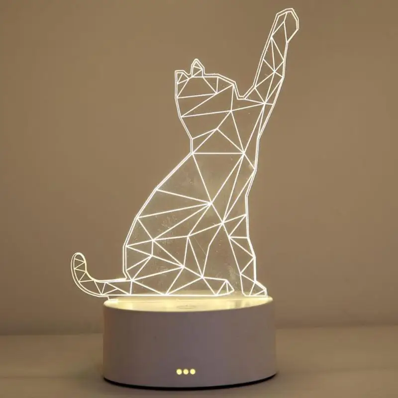 16Color Wave Cat Walking Cat Lamp 3D Led Night Lights For Kids Touch USB Table Lampe Child Gift New Year Home Bedroom Decor