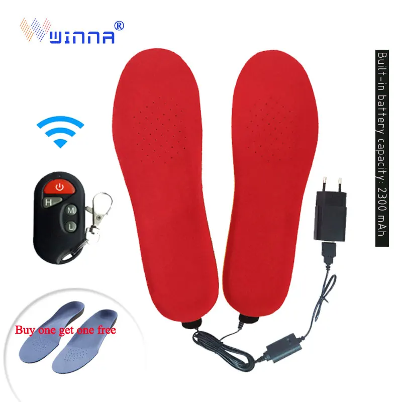 

2300mAh Heated Insoles Shoe Boot Foot Warmer with Remote Control Size EUR 35-46# Velvet Fabric Thermal Heating Insole for Spring