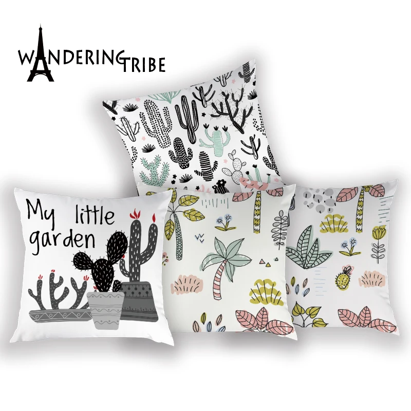 Подушка с изображением кактуса чехол для подушек тропических растений в