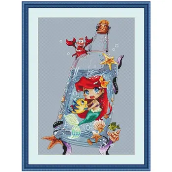 

Mermaid cartoon patterns Counted Cross Stitch 11CT 14CT 18CT DIY wholesale Chinese Cross Stitch Kits Embroidery Needlework Sets