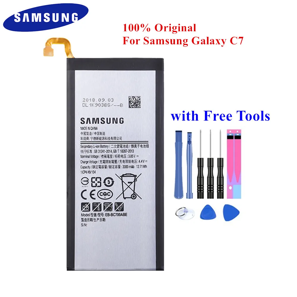 100% Оригинальный Батарея EB-BC700ABE для Samsung Galaxy C7 SM-C7000 3300 мАч Мобильный телефонная