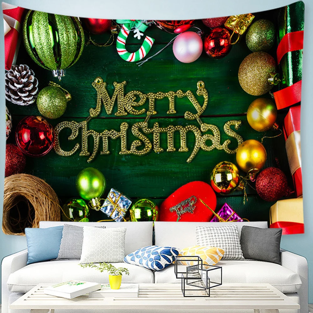 1Pcs Christmas Tapestry Sofa Background Wall Decoration Cloth Christmas Tree Decoration Beach Towel Blanket Scene Cloth 5 Colors