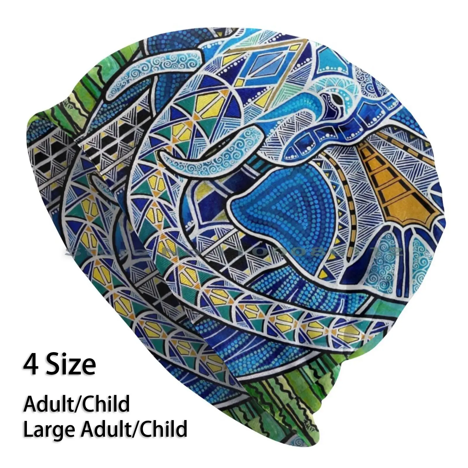 Tromba The Elephant Berretti Cappello Lavorato A Maglia Modello Elefante Africano Aboriginal Mammifero Zoo Fauna Selvatica Gentle Giant Blue Dots Zann