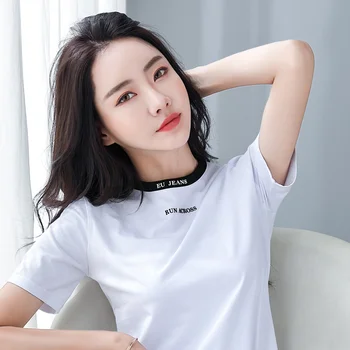 

Make summer new European popular logo stereo letters color cotton short sleeve T-shirt