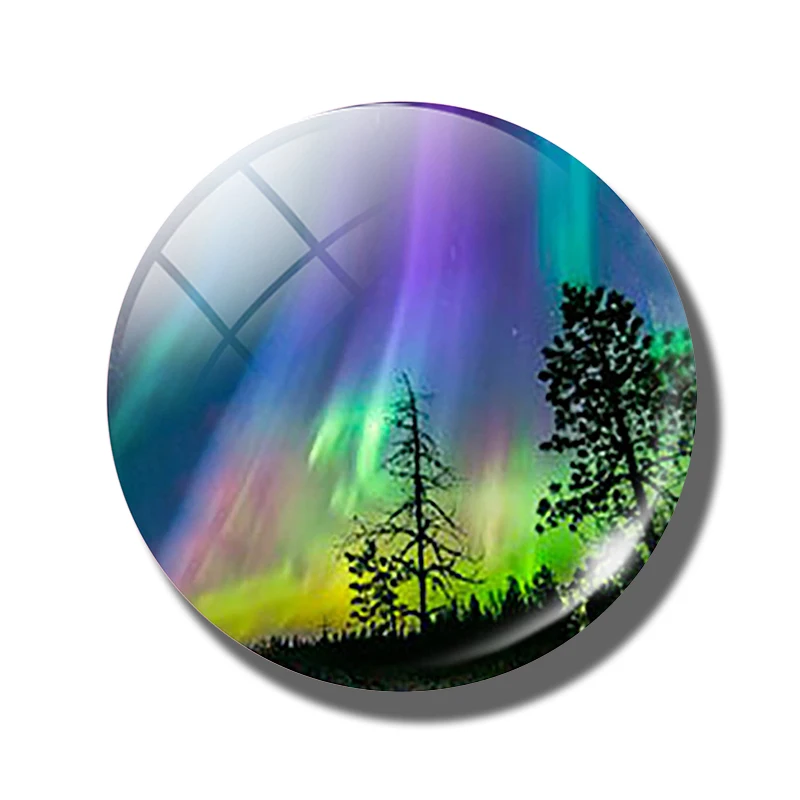 Северное сияние стеклянный купольный холодильник 50 мм Aurora Borealis магнитные наклейки на холодильник магнит галактика Вселенная Космос домашний декор - Цвет: PACK OF 1