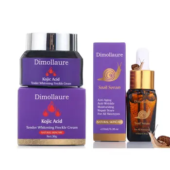 

Dimollaure Kojic acid Whitening Cream snail Hyaluronic Acid peptidesant serum Reduces Freckles Melasma dark spots
