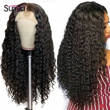 

13x4 Transparent Lace Front Wig For Women Pre Plucked Brazilian Deep Wave Human Hair Wigs Sunya Remy Hair Wig bleach Knots