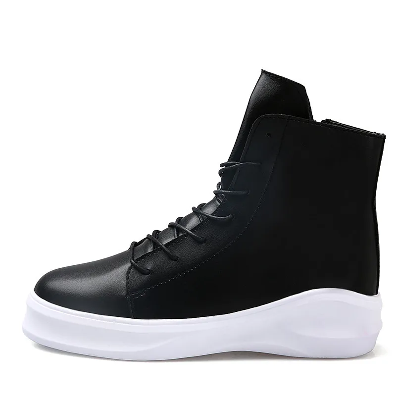 mens black leather trainers with white sole
