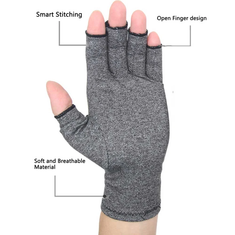 Tcare 2Pcs/Pair Unisex Compression Open Fingers Arthritis Gloves Premium Arthritic Joint Pain Relief Hand Gloves Therapy Cycling
