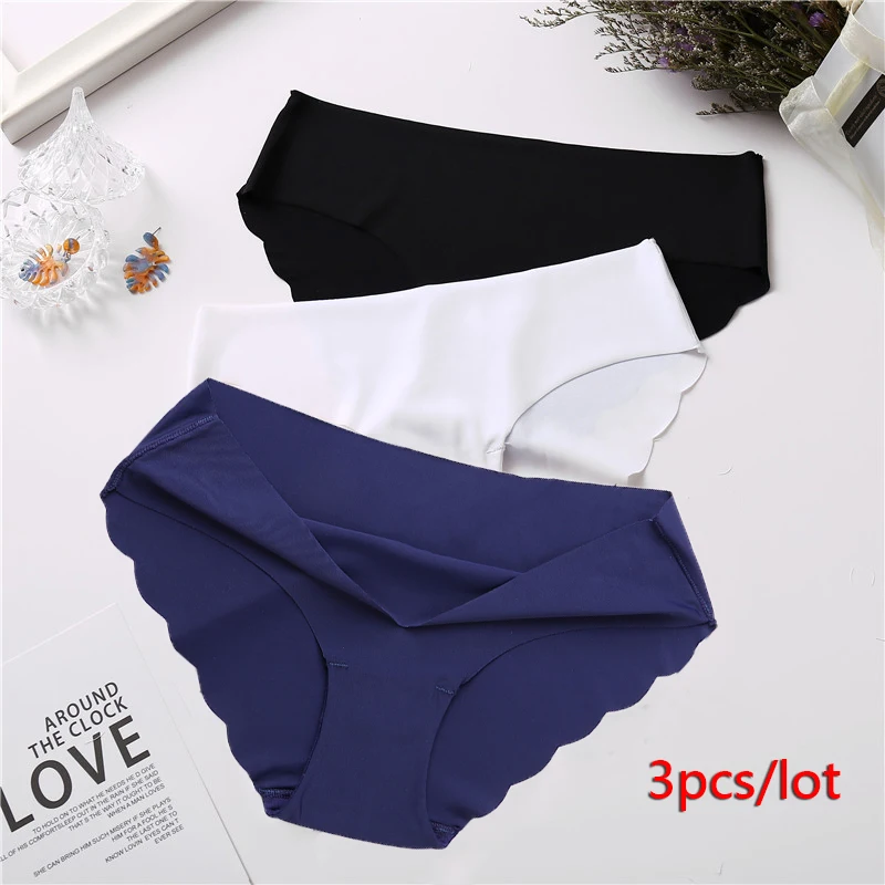 Hot sale 3pcs/lot Sexy Panties For Women Briefs Set Seamless Lingerie Solid Mid-Waist Cotton Panty Female Underpants Underwear