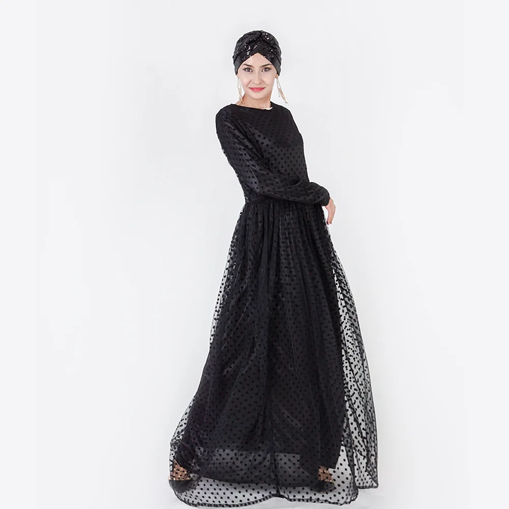 Черные Сетчатые мусульманские платья Абаи Maxi Dress Vestidos кардиган-кимоно с длинным халаты Jubah Ближнего Востока Рамазан Исламская