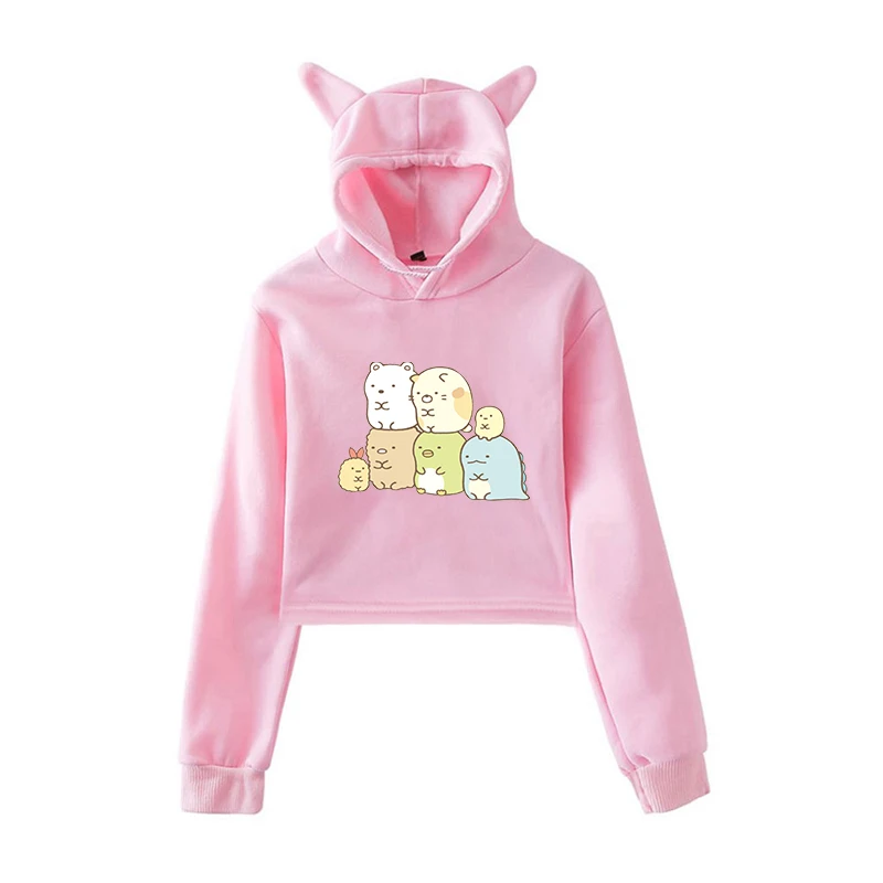902-3 Harajuku/Женская толстовка; укороченный топ; толстовки; Kawaii Sumikko; розовые толстовки для девочек-подростков; Осенняя уличная одежда - Цвет: 902-3