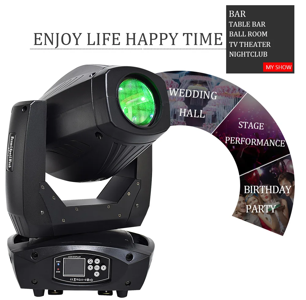 Professional stage lighting 200w 3in1 moving head light rainbow effect for dj equipment