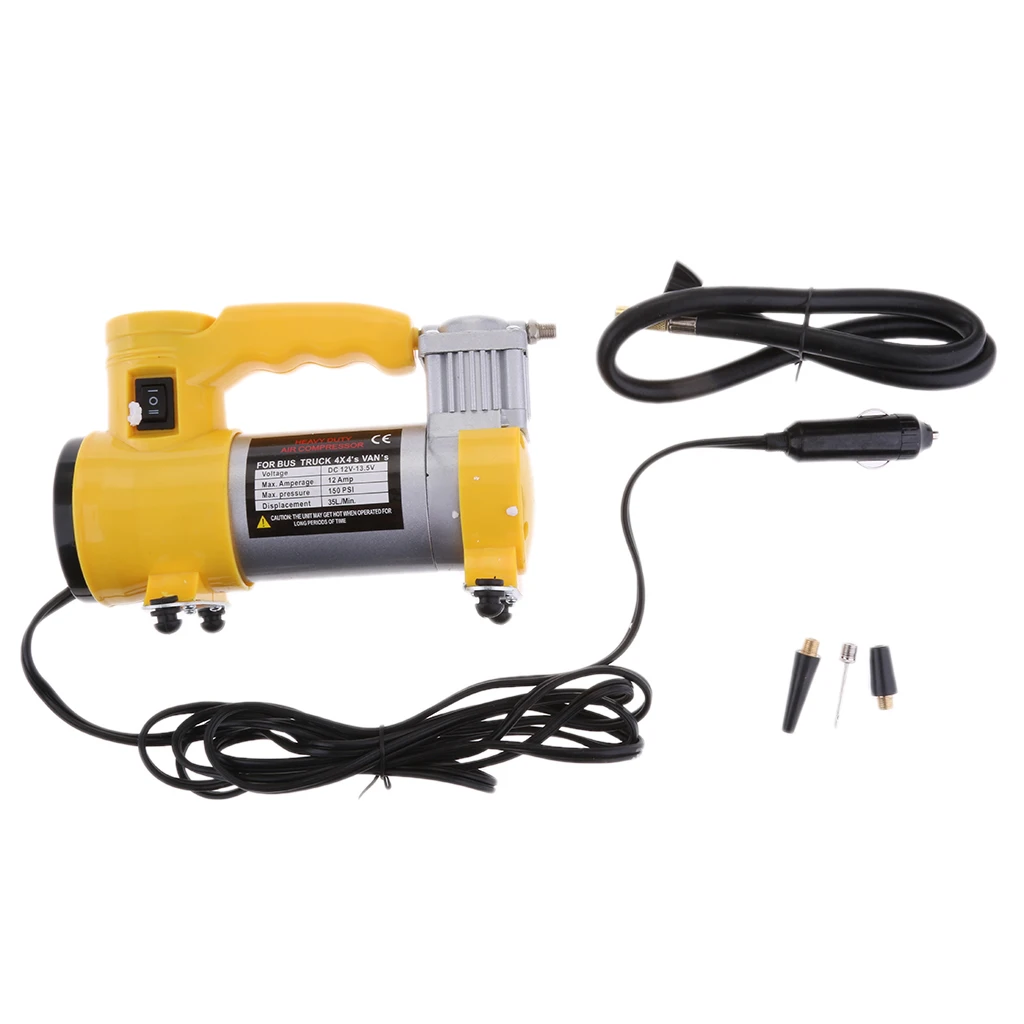 Portable 12V Car Electric Air Compressor Tire Inflator Pump 150 PSI w/ Pressure Gauge