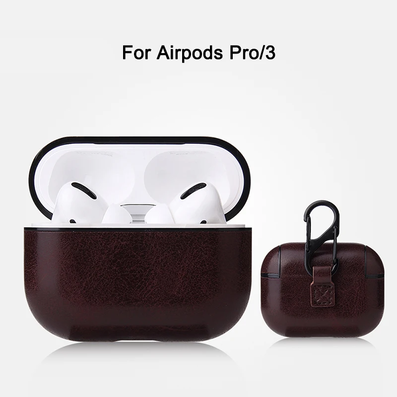 Роскошный кожаный чехол для Apple Airpods Pro противоударный Air pods 3 защитный 2