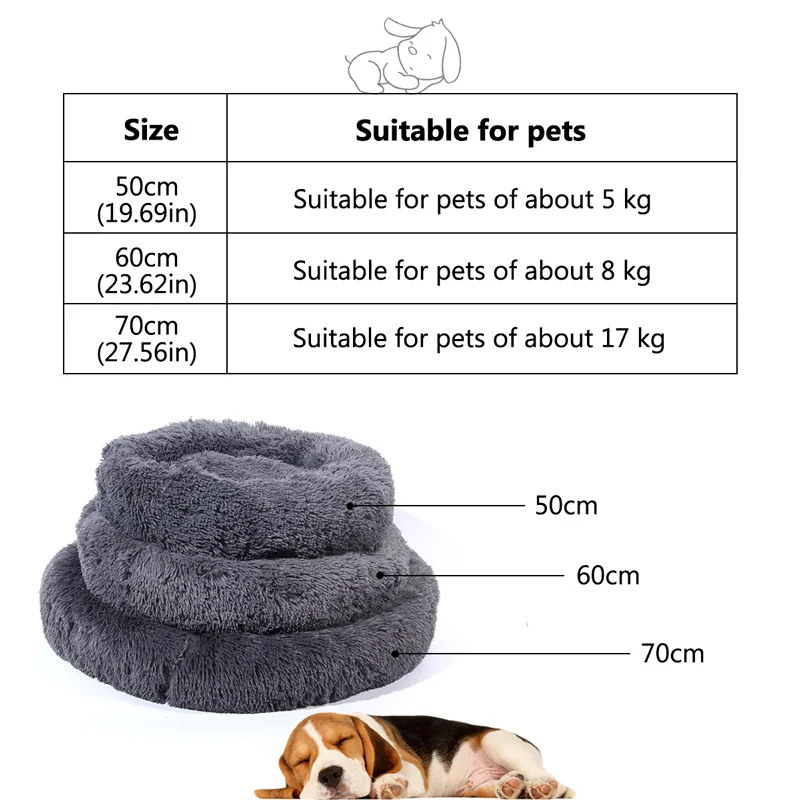 Soft Warm Round Pet Cat Bed Comfy Calming Dog Beds Washable r Large Medium Small Comfortable Kennel Easy To Clean Pet Nest House