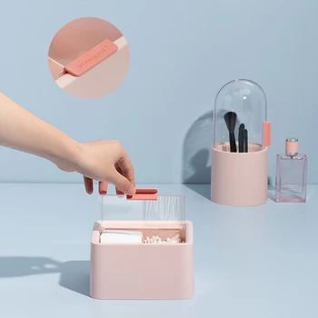 

Simple Compartment Double-layer Cotton Storage Box Cotton Swab Lipstick With Lid Storage Box Desktop Storage Organizer