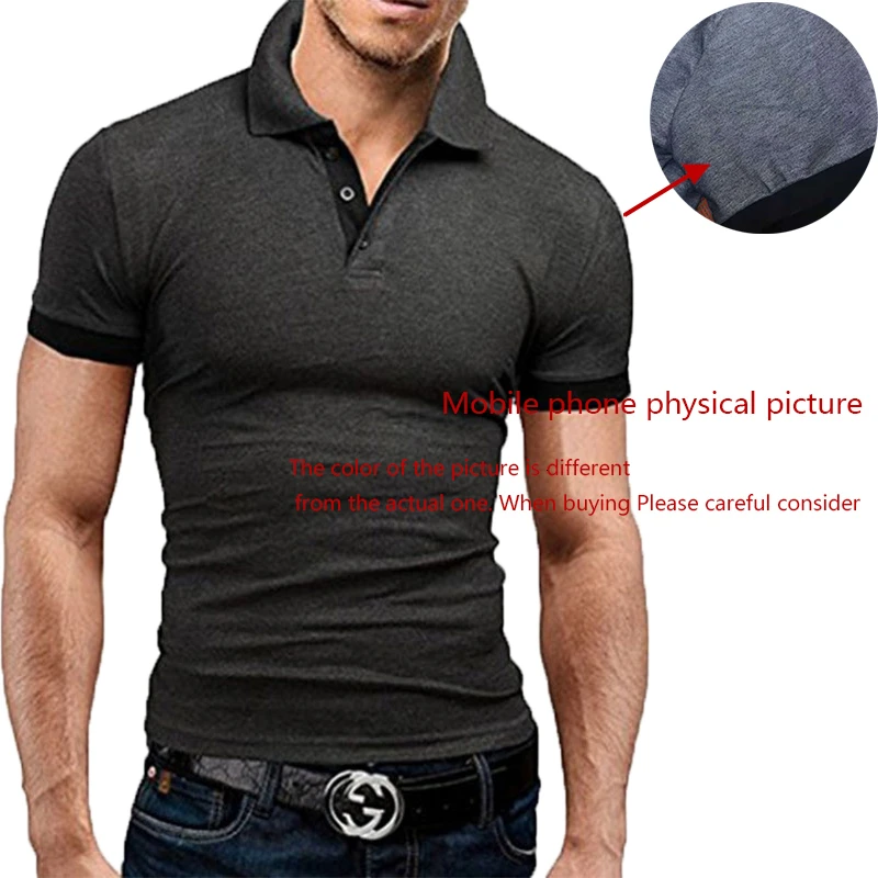 Мужские топы, летняя рубашка поло с коротким рукавом, мужская повседневная облегающая дышащая однотонная деловая рубашка поло с отложным воротником, 5XL 115