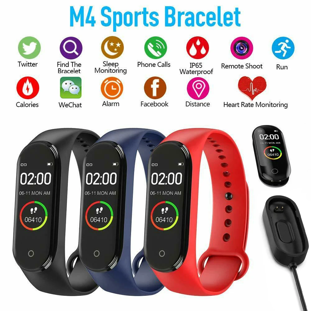 M4 умный Браслет фитнес-трекер часы спортивный браслет сердечный ритм кровяное