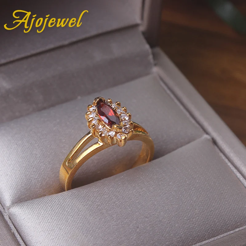 Ajojewel женское Модное Элегантное кольцо с фианитом золотого цвета зеленый/красный