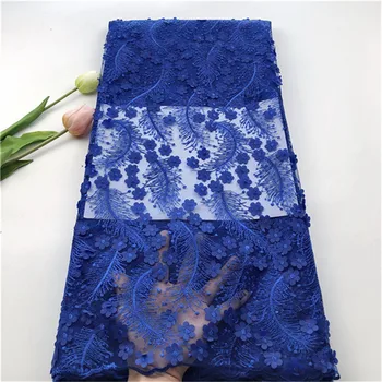 

Free shipping (5yards/pc) graceful African net lace fabric Royal Blue French lace fabric with sequins for party dress