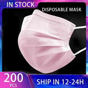 

Pink Medical Mask Face Mouth Safe Masks Disposable Mouth Mask 3 Layer Elastic Earloop surgical Masks for Adult ship in 12h