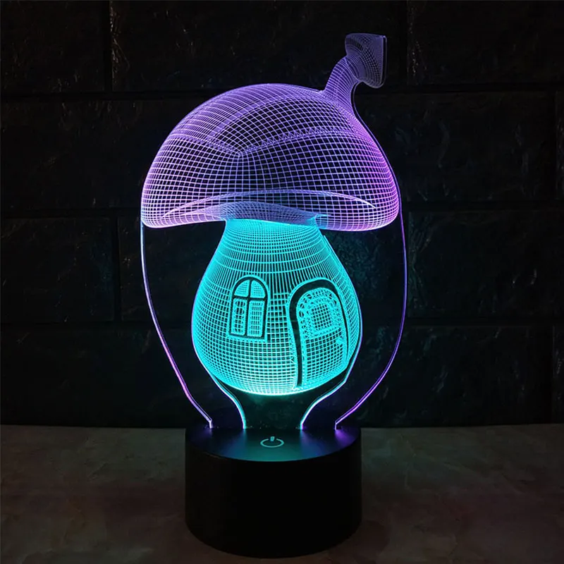 Грибной дом двойной цвет 3D свет светодиодный ночник для детей 7 видов цветов