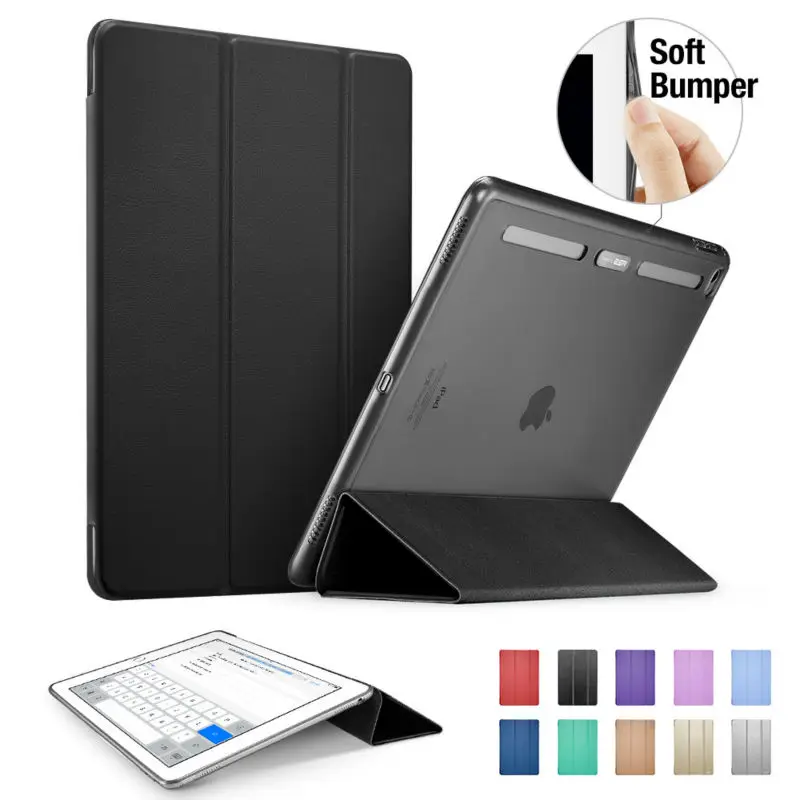 Для iPad Mini 4 Чехол, ESR ультра тонкий из искусственной кожи+ Блестящий силиконовый мягкий бампер для Apple iPad Mini 4 чехол Авто Режим сна/пробуждения - Цвет: Black