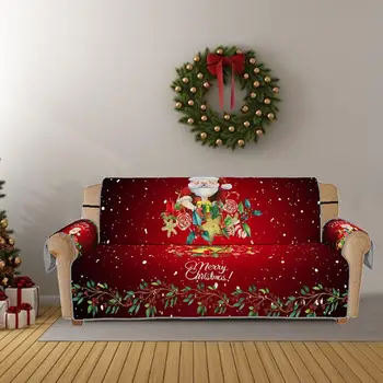 

Christmas 3D Digital Printed Red Sofa Dustproof Cover 1/2/3 Seater Elastic Stretch Protective Cover Machine Washable Sofa Cover
