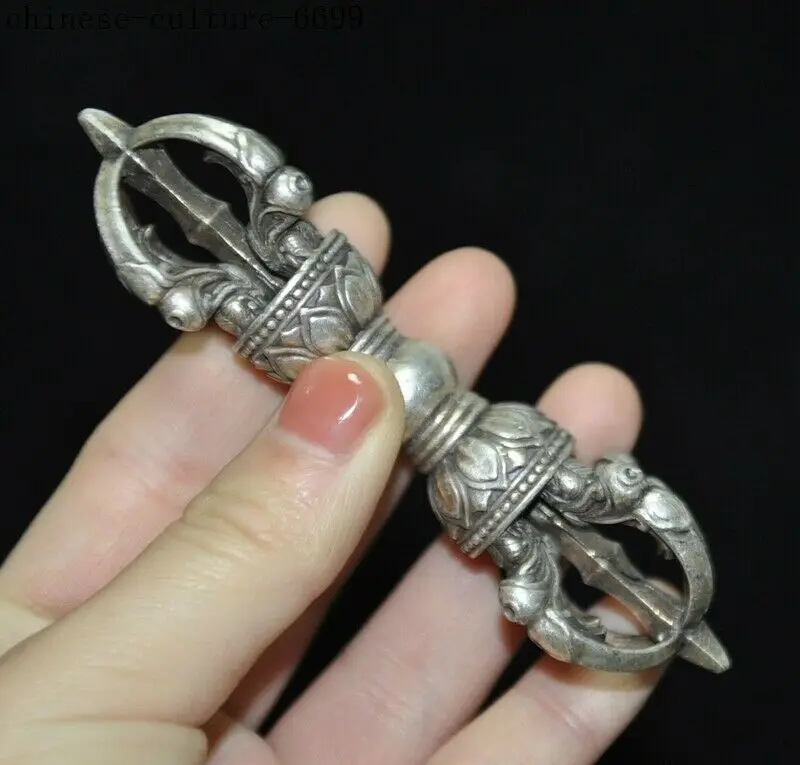 Старая буддистская храм тибетская Серебряная пестика Dorje Phurpa Vajra Talismans FaQi | Дом и