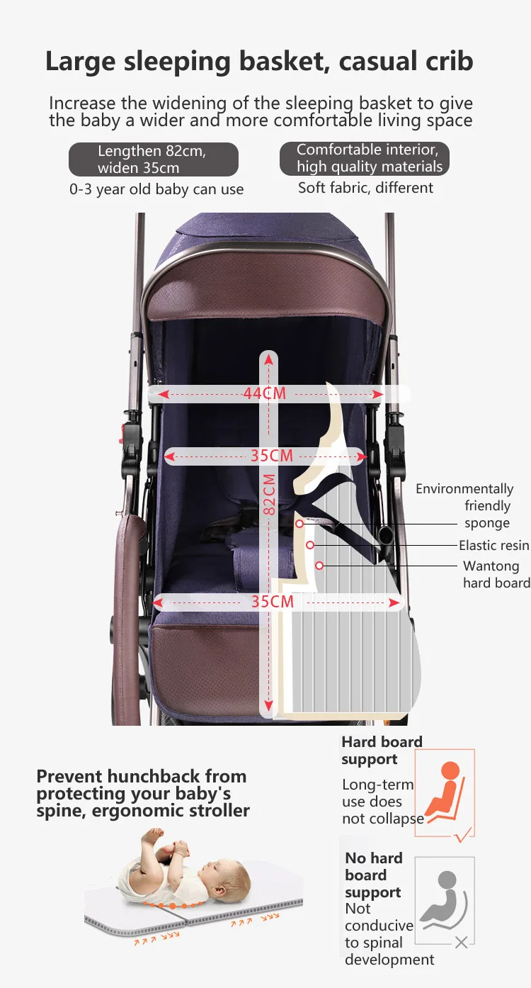 Baby stroller can sit reclining lightweight folding four-wheel shock newborn baby stroller baby stroller