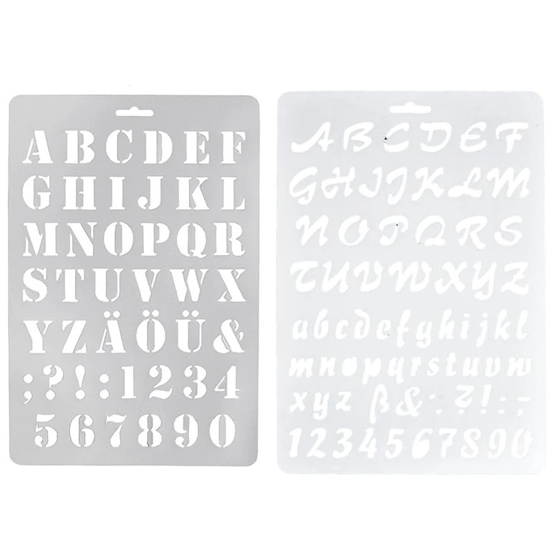 2pcs Lettering Stencils Letter And Number Stencil Painting Paper Craft Alphabet And Number Stencils 2 1 Stencils Aliexpress