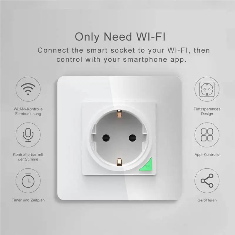 Домашняя wifi умная домашняя розетка 16А с вилкой европейского стандарта работает с Amazon Alexa Google Assistant розетка с дистанционным управлением электрическая розетка переключатель