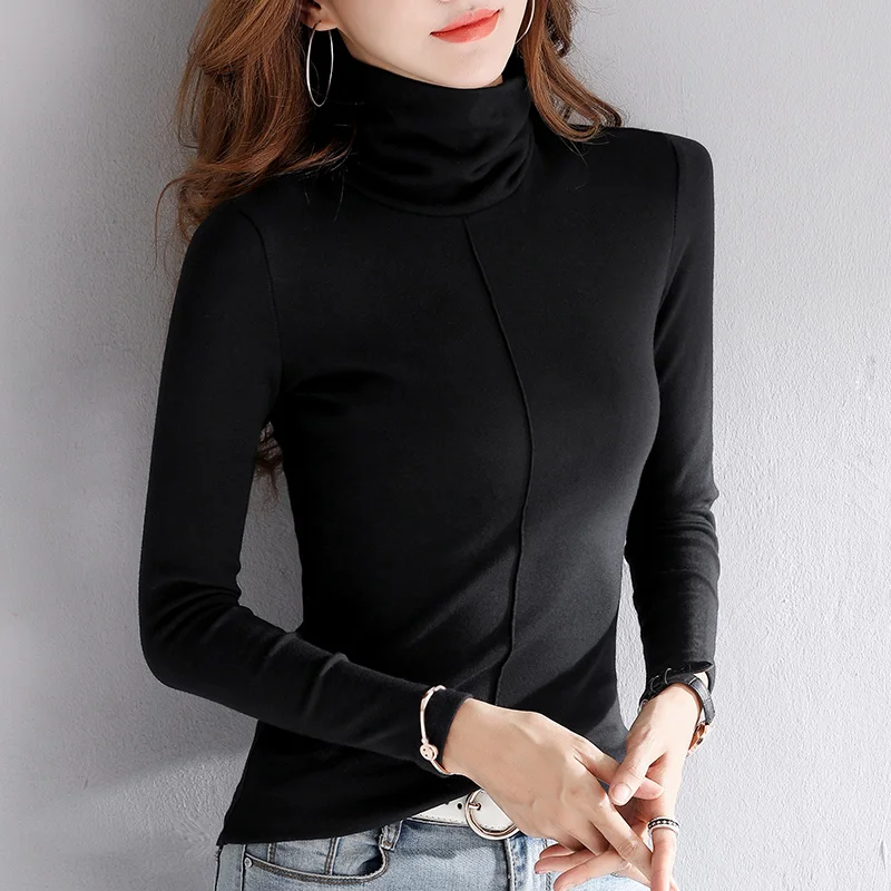 

Slim High Quality Plain T Shirt Women Cotton Elastic Basic T-shirts Female Casual Tops Long Sleeve Sexy Thin T-shirt see through