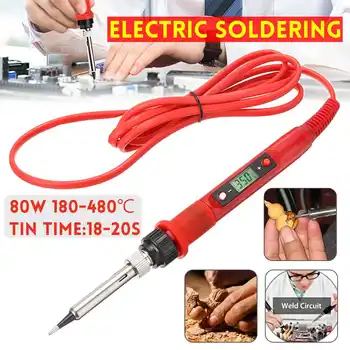 

80W LCD Digital Display Electric Soldering Iron Adjustable Temperature Welding Solder Iron Tips Repair Rework Tool Kit
