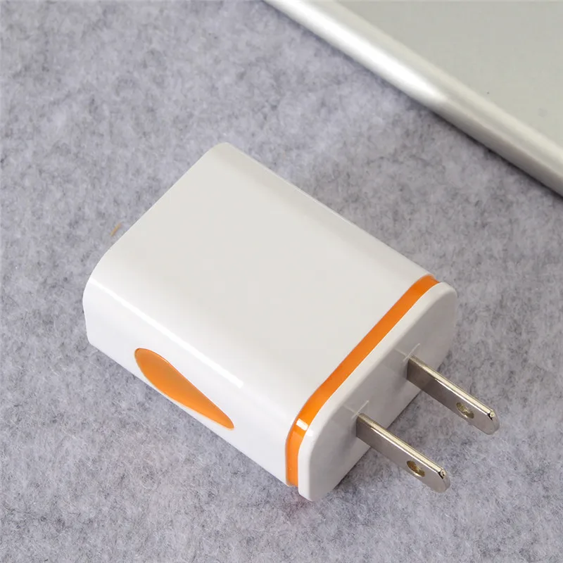 Water Drops Colorful Light Dual USB Mobile Phone Charger 5V 1A Smart Phone Universal Charger D8 - Цвет: US Plug A
