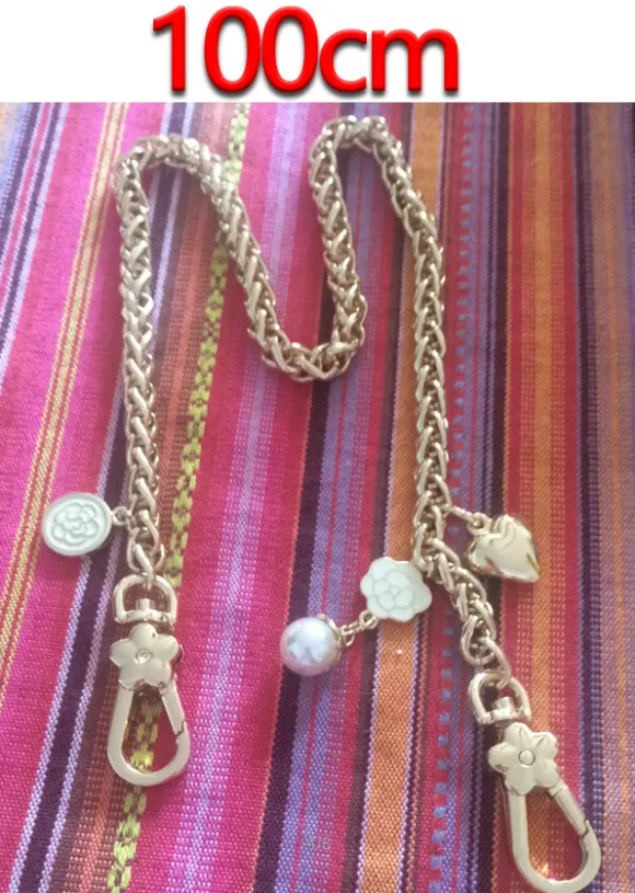 DIY аксессуары 40 см-150 см Замена золотой металлической цепью лямки для небольших сумок, сумки 8 мм сумка ручки сумки ремни - Цвет: 100cm Gold